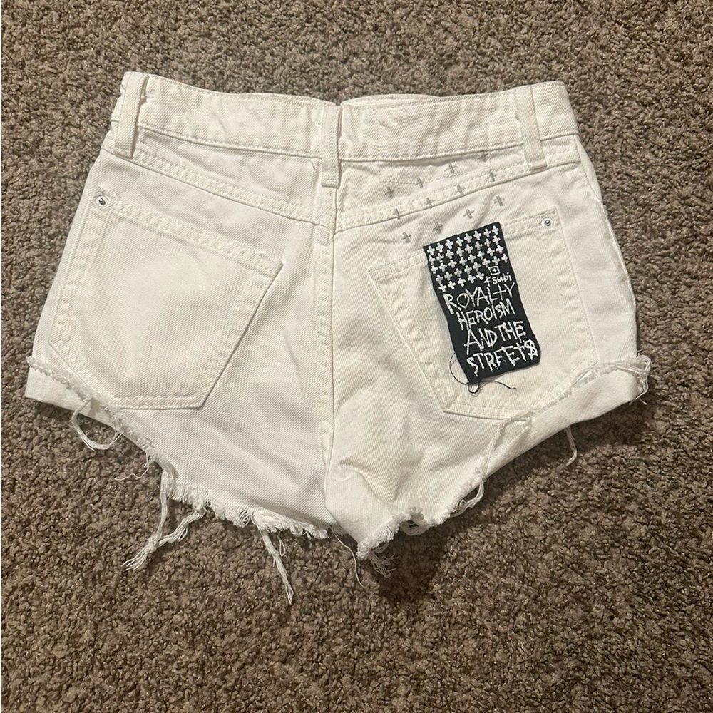 Ksubi White High Waist Distressed Shorts